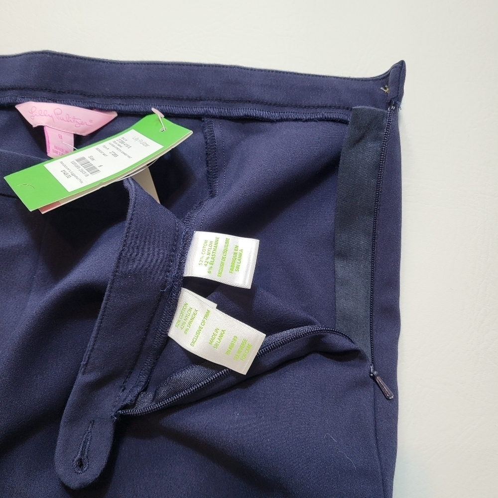 Lilly Pulitzer  Allesia Stretch Dinner Pants Midnight Navy Side Zipper Sz 8 NWT - Picture 7 of 8